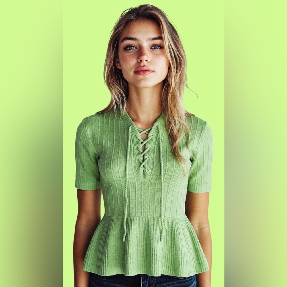 Vintage 70’s Boucle wool Green Knit Sweater boho, hippie, festival